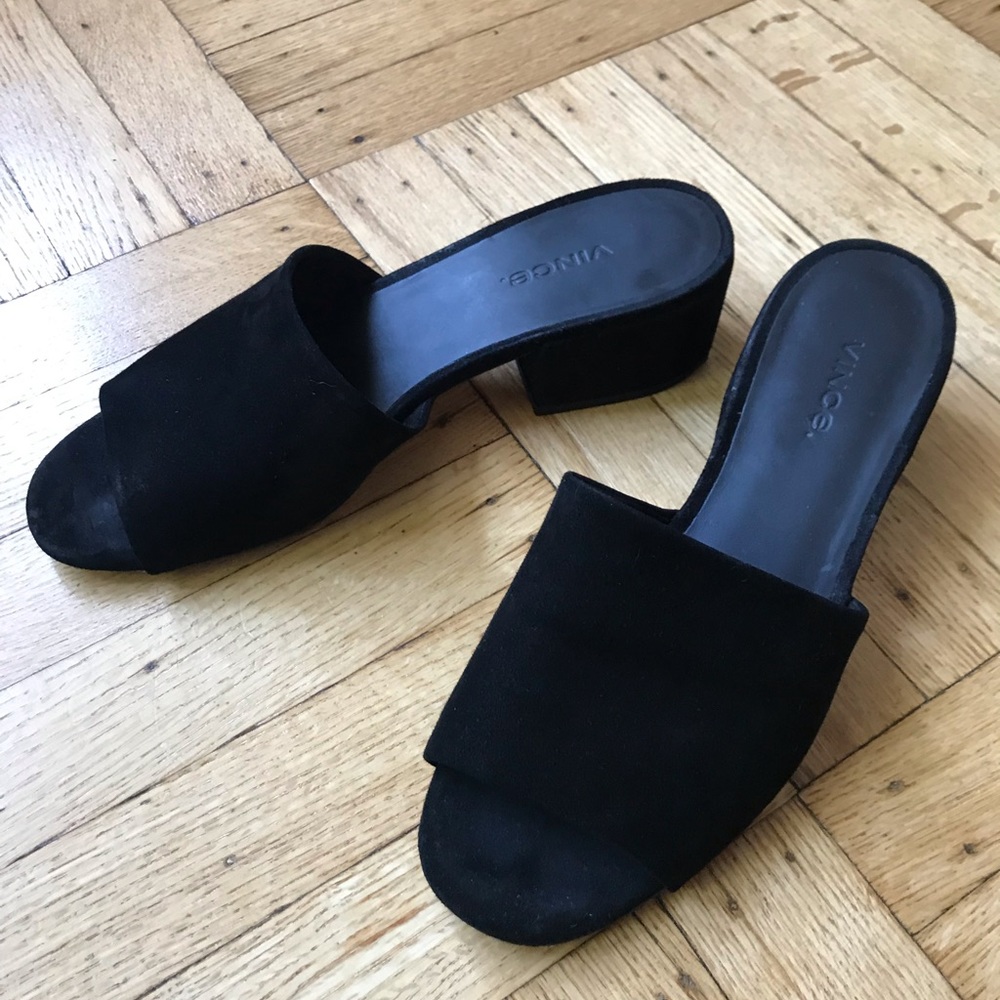 ViNCE black suede block heel sandal